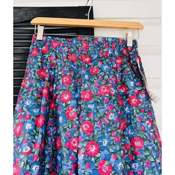 VTG 90s Womens Pull On Elastic Bright Pansy Floral Tapered Pant Trouser Sz Sm - Picture 3 of 5